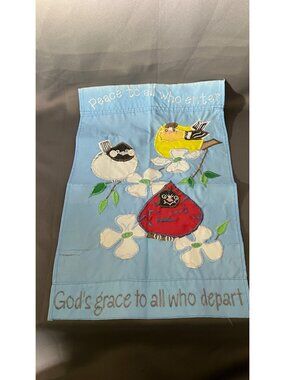 Peaceful Bird & Dogwood Applique Outdoor Decorative Banner